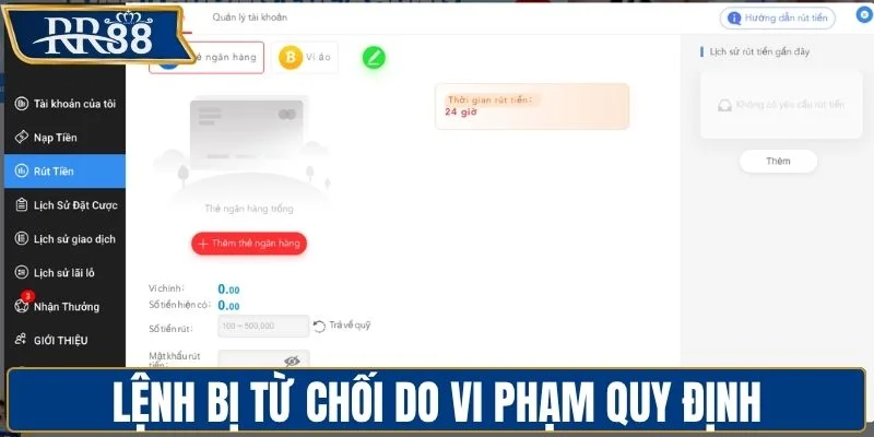 Lệnh chuyển tiền bị từ chối do vi phạm quy định
